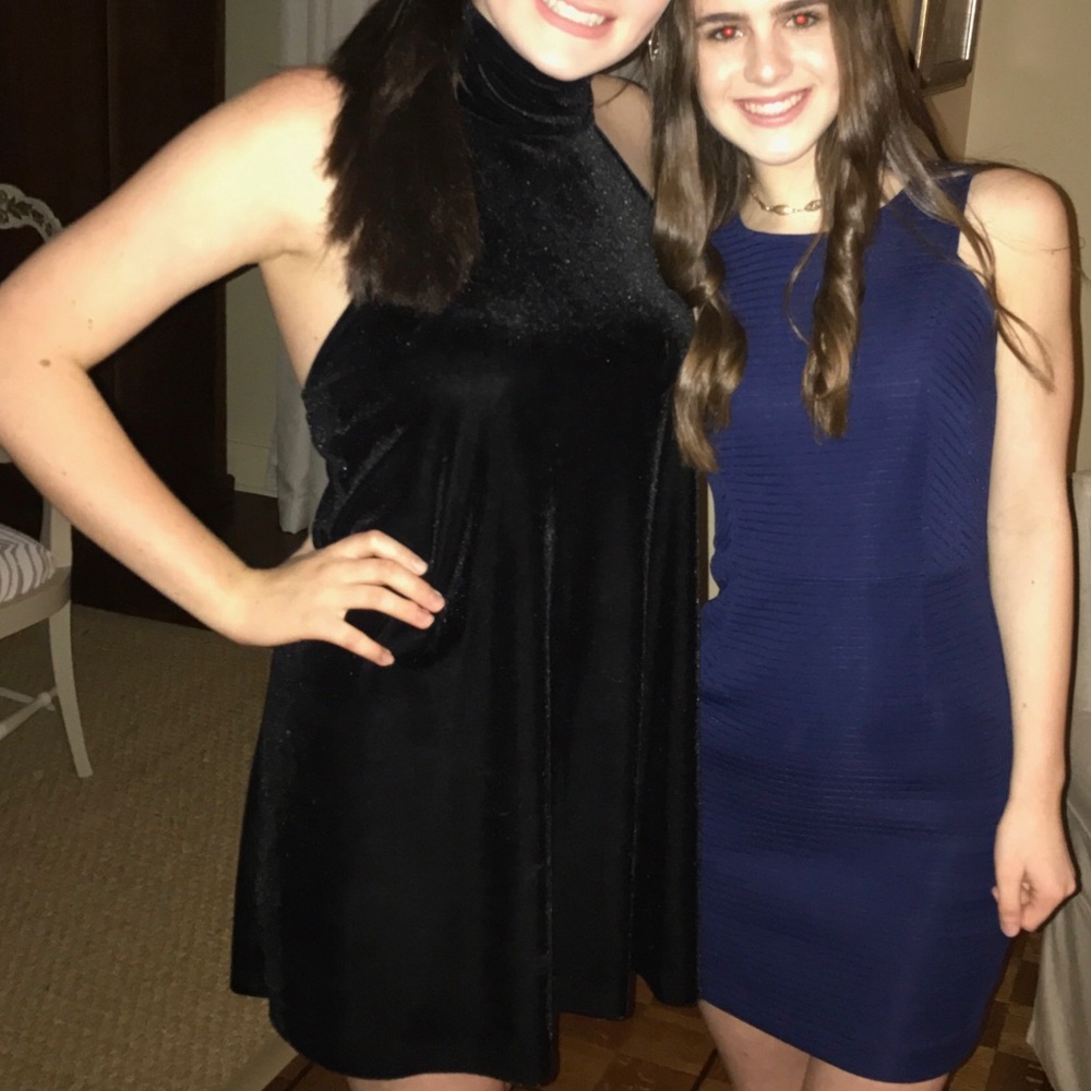 Black Halter Neck Velvet Dress